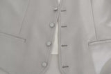 Dolce & Gabbana Light Gray Wool Silk Waistcoat Vest