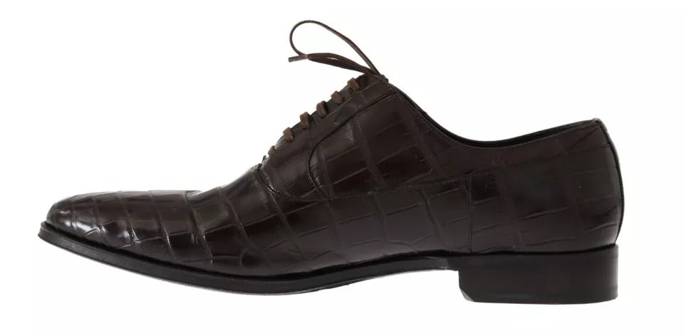 Dolce & Gabbana Brown Patterned Leather Dress Formal Shoes