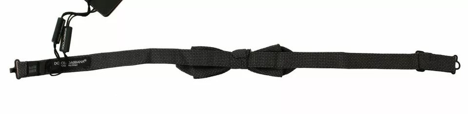 Dolce & Gabbana Gray Pattern Silk Adjustable Neck Bow Tie