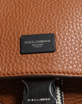 Dolce & Gabbana Brown Leather School Travel Backpack Bag