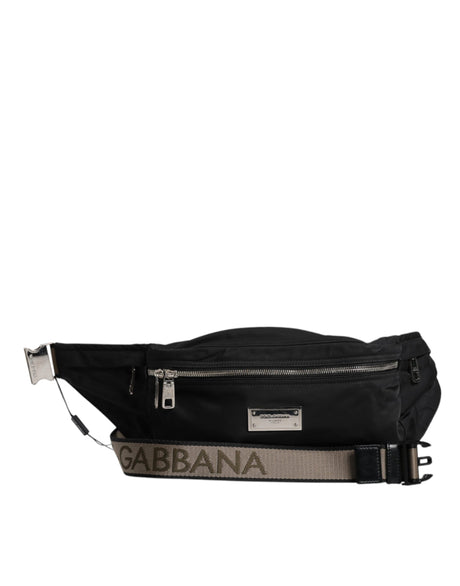 Dolce & Gabbana Black Nylon Logo Plaque Belt Waist Fanny Pack Bag