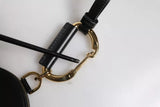 Dolce & Gabbana Black Round Leather DG Logo Coin Purse Lanyard Wallet