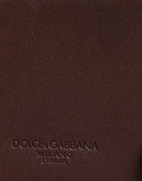 Dolce & Gabbana Brown Leather Zip Logo Keyring Coin Purse Keyring Wallet