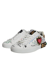 Dolce & Gabbana White Heart Studded Low Top Sneakers Shoes