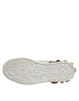 Dolce & Gabbana White Heart Studded Low Top Sneakers Shoes