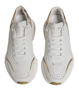 Dolce & Gabbana White Gold DAYMASTER Leather Sneakers Shoes