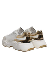 Dolce & Gabbana White Gold DAYMASTER Leather Sneakers Shoes