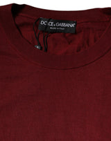 Dolce & Gabbana Maroon Cashmere Crew Neck Pullover Sweater