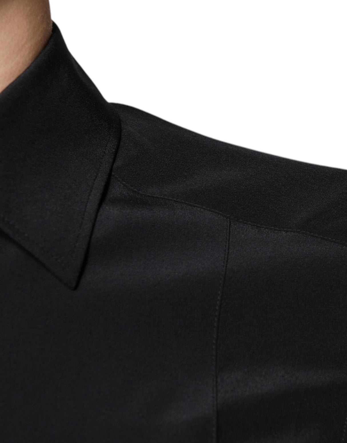 Dolce & Gabbana Black Silk Long Sleeves GOLD Dress Shirt