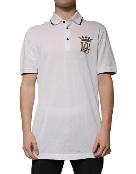 Dolce & Gabbana White Collared Short Sleeves Polo T-shirt