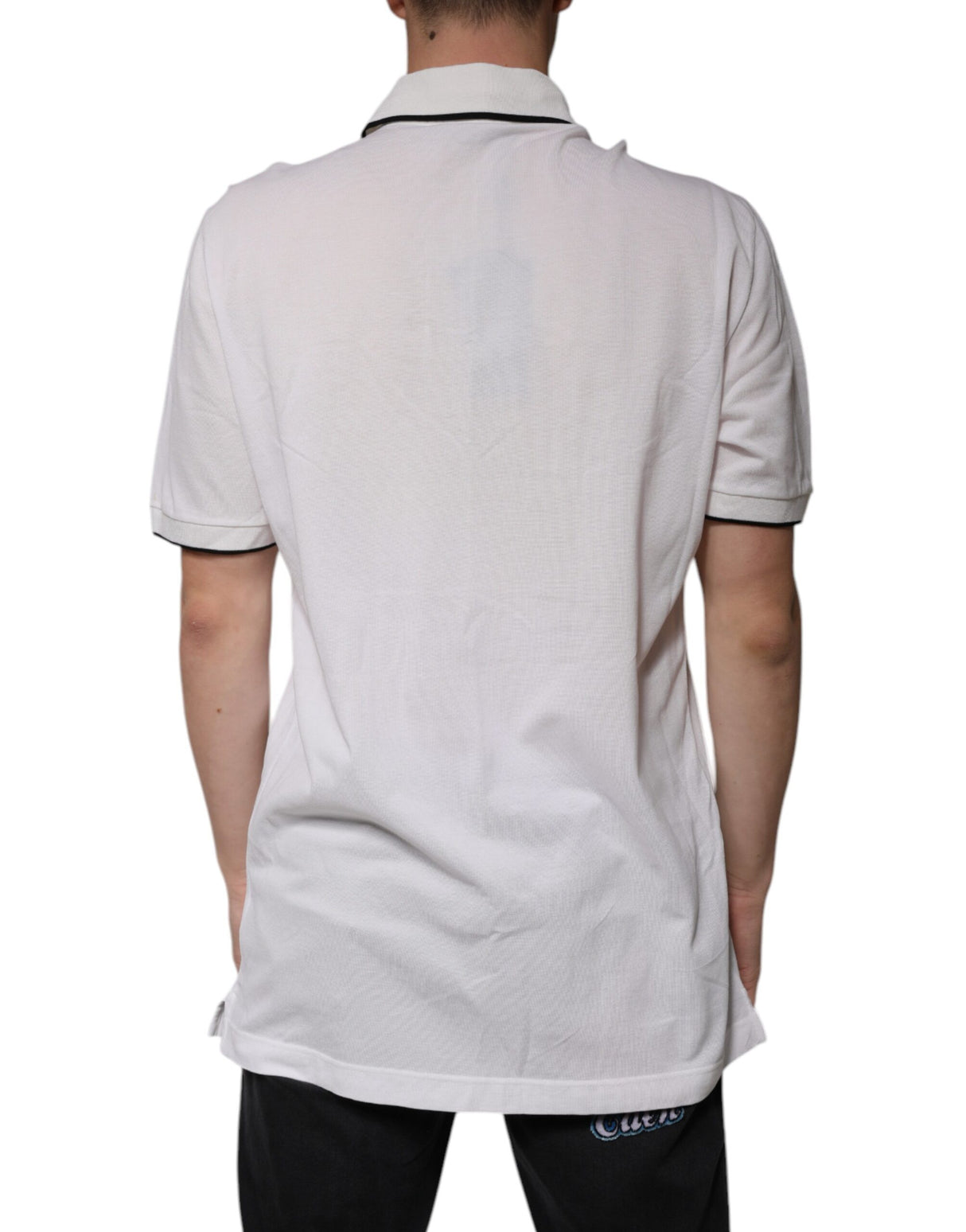 Dolce & Gabbana White Collared Short Sleeves Polo T-shirt