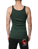 Dolce & Gabbana Green Cotton Sleeveless Round Neck Tank T-shirt