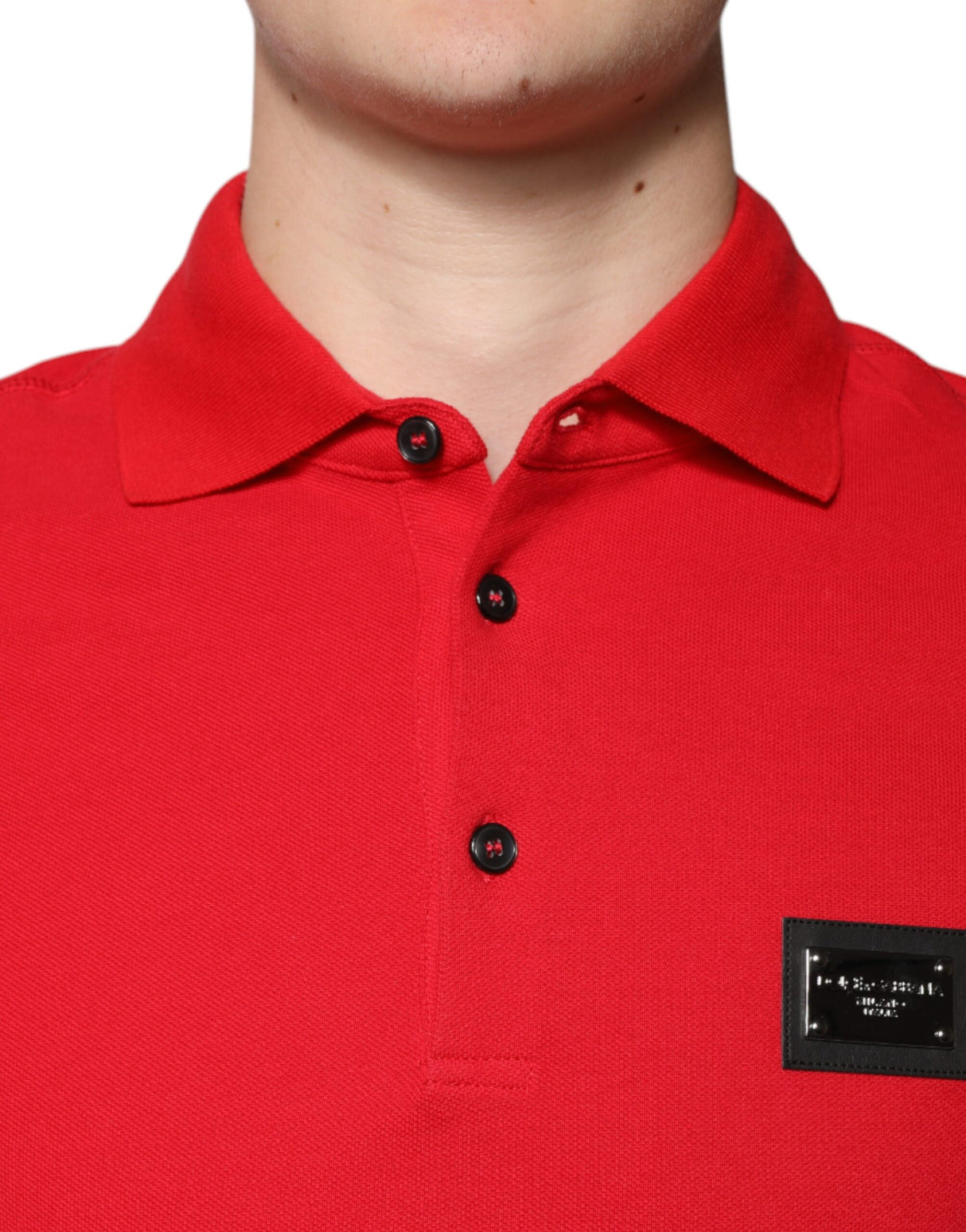 Dolce & Gabbana Red Logo Collared Short Sleeves Polo T-shirt