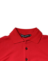 Dolce & Gabbana Red Logo Collared Short Sleeves Polo T-shirt