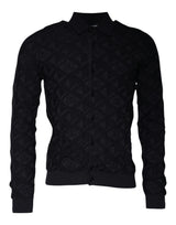 Dolce & Gabbana Black Silk Crew Neck Men Cardigan Sweater