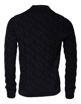 Dolce & Gabbana Black Silk Crew Neck Men Cardigan Sweater