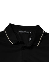 Dolce & Gabbana Black White Cotton Short Sleeves Polo T-shirt