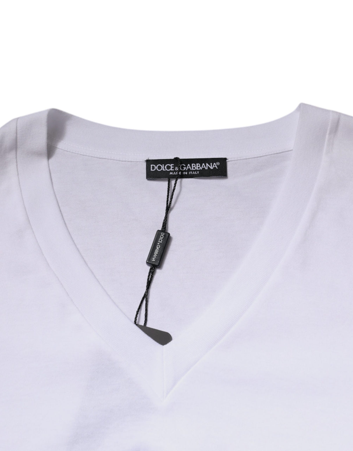 Dolce & Gabbana White Cotton V-neck Short Sleeves T-shirt