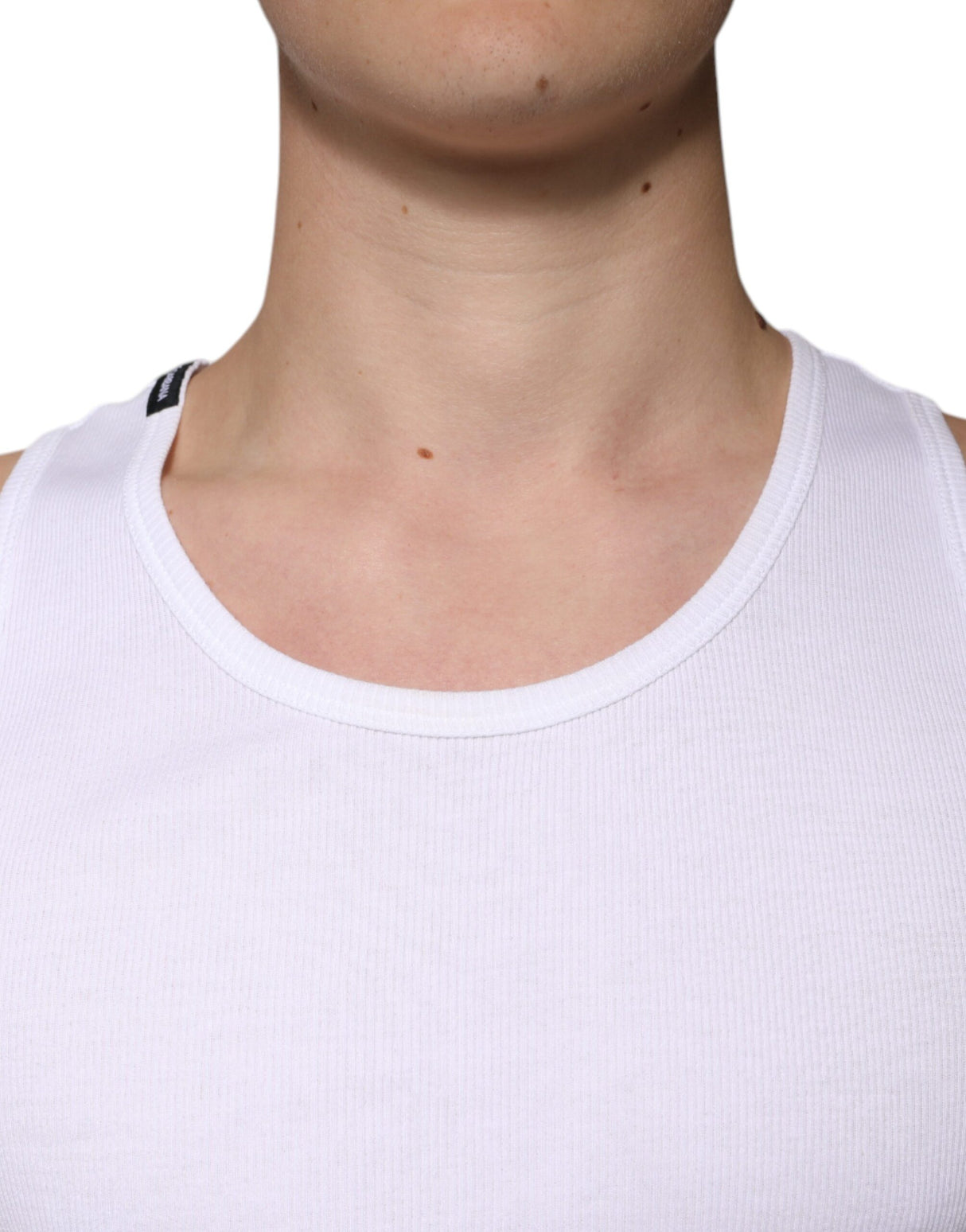 Dolce & Gabbana White Cotton Sleeveless Round Neck Tank T-shirt