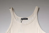 Dolce & Gabbana Off White Cotton Sleeveless Round Neck Tank T-shirt