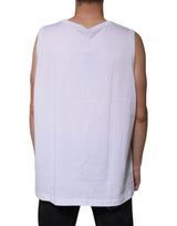 Dolce & Gabbana White Cotton Sleeveless Round Neck Tank T-shirt