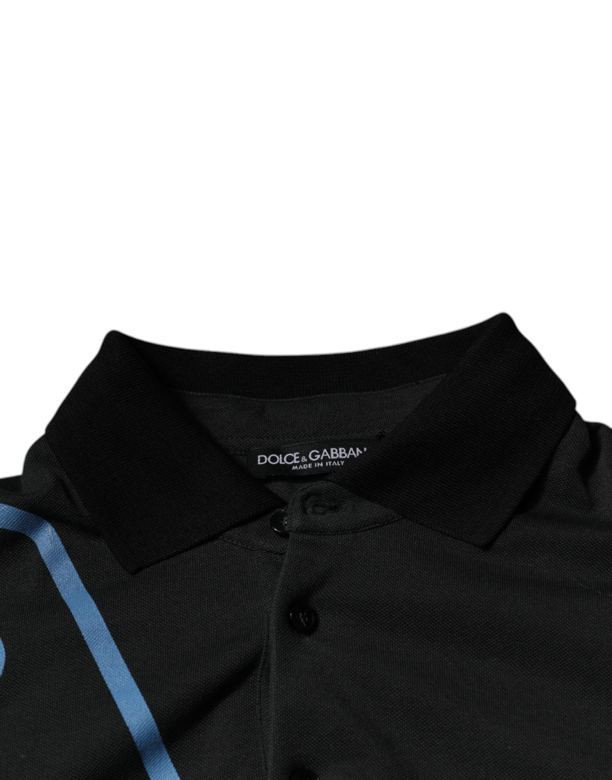 Dolce & Gabbana Black Logo Print Collared Cotton Polo T-shirt