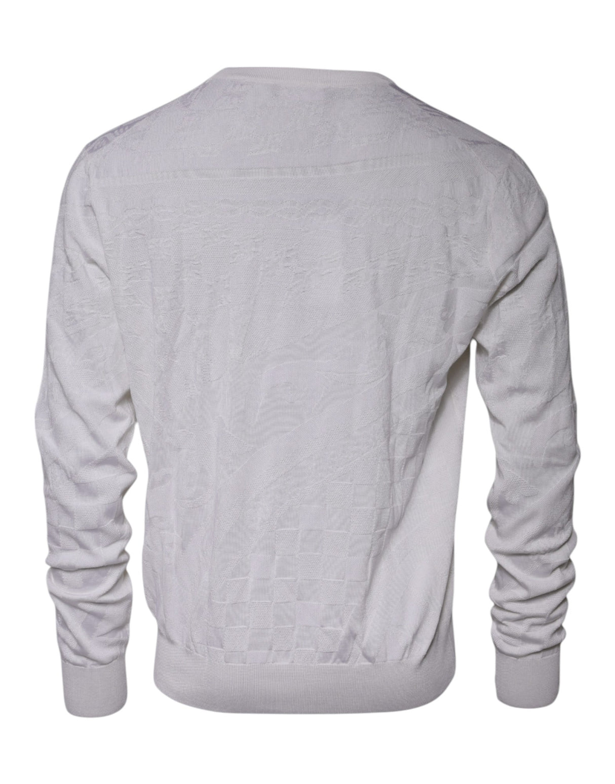 Dolce & Gabbana White Silk Crew Neck Men Pullover Sweater