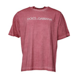 Dolce & Gabbana Pink Logo Print Cotton Crew Neck T-shirt