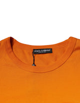 Dolce & Gabbana Orange Logo Cotton Crew Neck T-shirt