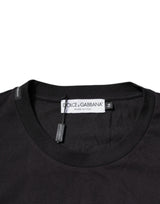 Dolce & Gabbana Black Logo Print Cotton Crew Neck T-shirt