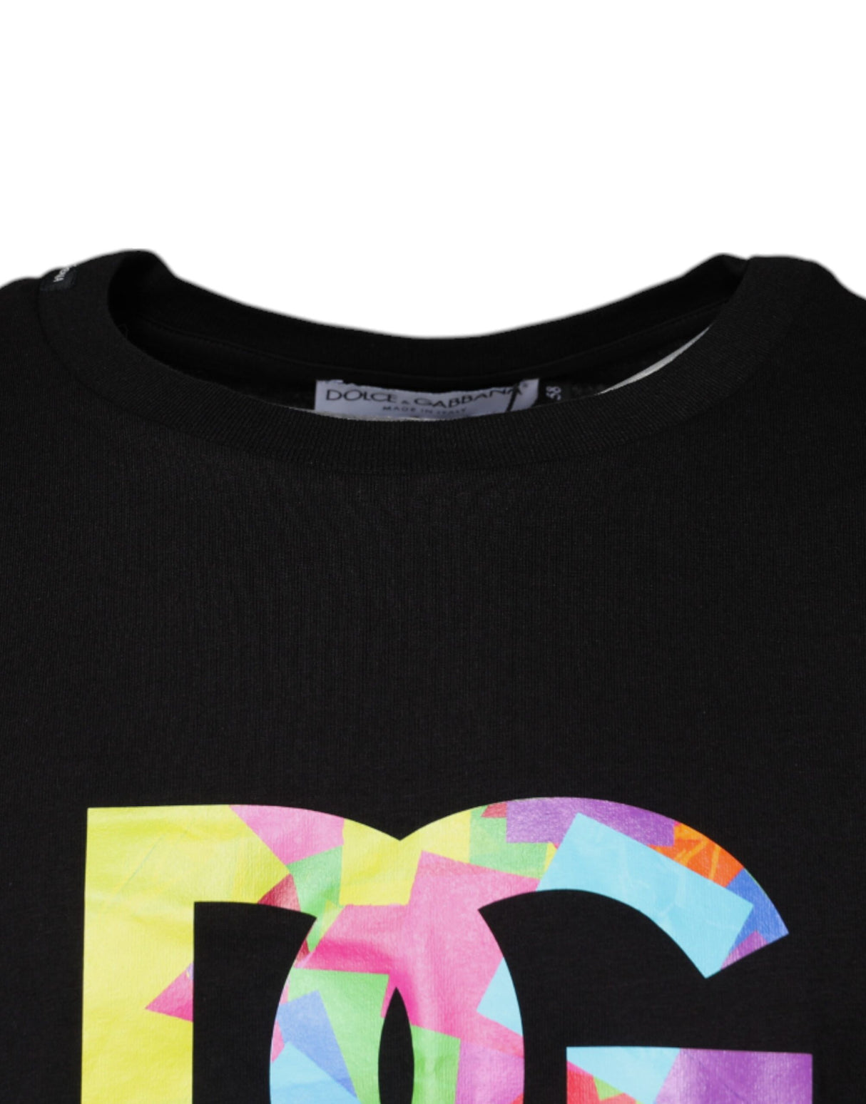 Dolce & Gabbana Black Logo Print Cotton Crew Neck T-shirt