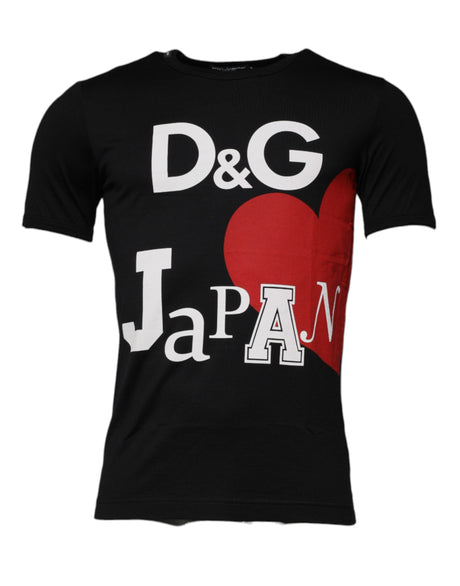 Dolce & Gabbana Black Graphic Print Cotton Crew Neck T-shirt