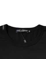 Dolce & Gabbana Black Graphic Print Cotton Crew Neck T-shirt