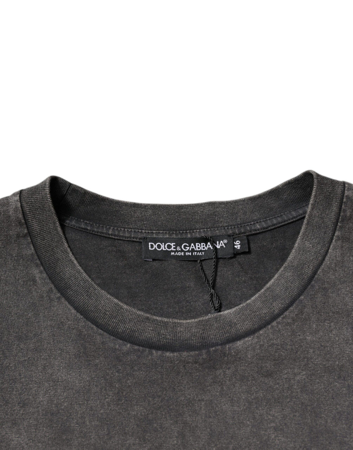 Dolce & Gabbana Gray Logo Embellished Men Crew Neck T-shirt