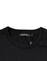 Dolce & Gabbana Black Logo Cotton Crew Neck T-shirt