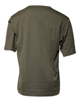 Dolce & Gabbana Army Green DG Love Cotton Crew Neck T-shirt