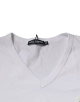 Dolce & Gabbana White Logo V-neck Short Sleeve T-shirt