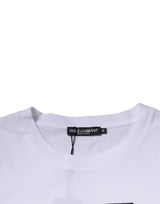 Dolce & Gabbana White Logo Print Cotton Crew Neck T-shirt