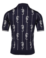 Dolce & Gabbana Dark Blue Sea Horse Collared Polo T-shirt