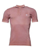 Dolce & Gabbana Pink Crown Collared Short Sleeve Polo T-shirt