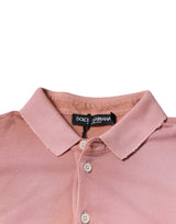 Dolce & Gabbana Pink Crown Collared Short Sleeve Polo T-shirt