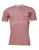 Dolce & Gabbana Pink Crown Collared Short Sleeve Polo T-shirt