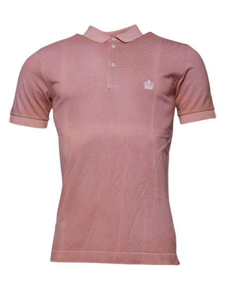 Dolce & Gabbana Pink Crown Collared Short Sleeve Polo T-shirt