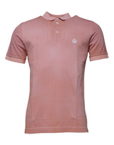 Dolce & Gabbana Pink Crown Collared Short Sleeve Polo T-shirt