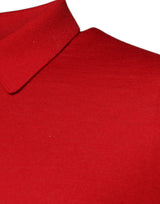 Dolce & Gabbana Red Cashmere Collared Pullover Sweater