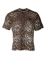 Dolce & Gabbana Brown Leopard Crew Neck Short Sleeve T-shirt