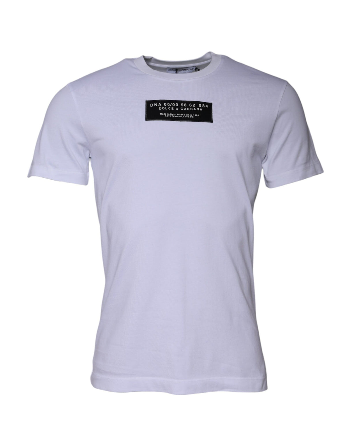 Dolce & Gabbana White Logo Print Cotton Crew Neck T-shirt