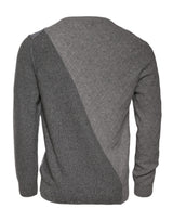 Ballantyne Gray Cashmere Argyle Intarsia Knit Crew Neck Sweater