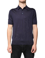 Dolce & Gabbana Blue Silk Collared Short Sleeves Polo T-shirt