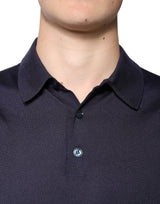 Dolce & Gabbana Blue Silk Collared Short Sleeves Polo T-shirt